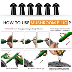Tubeless Tire Gun Puncture Repair Kit with Mushroom Plug for Tyre Punctures a&hellip;