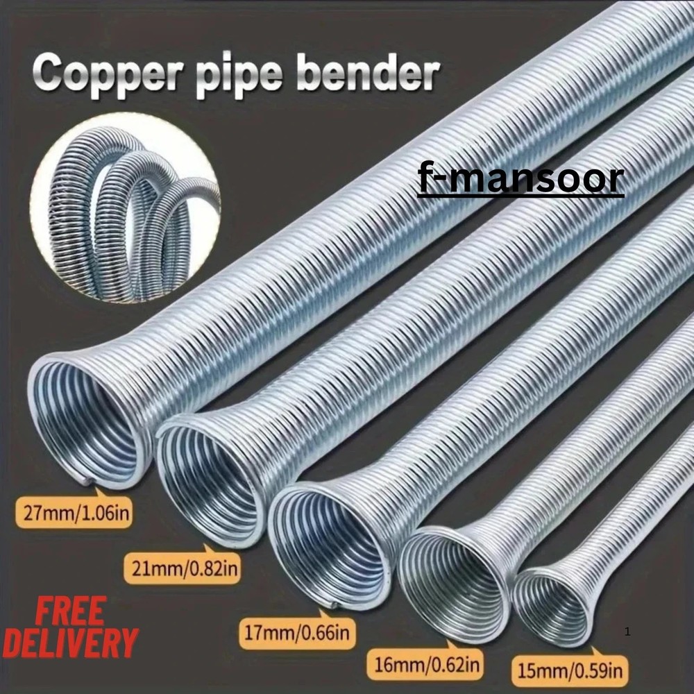 5pcs &asymp;21cm Spring Bending Tube Pipe Bender 1/4&Prime; 5/16&Prime; 3/8&Prime; 1/2&Prime; 5/8&Prime; Silver Set