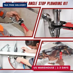 5 PCS Plumbing Tools Kit, Angle Stop Wrench with 1/2-Inch Compression Sleeve Pul