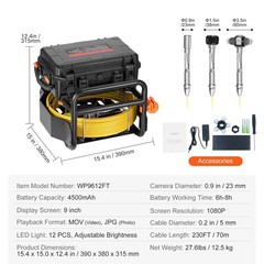 Sewer Camera 230ft 9in HD Screen Self-Leveling 12LED