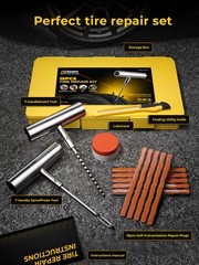 Flat Tire Repair Kit with Plugs for Car, Motorcycle, ATV, RV & Trailer