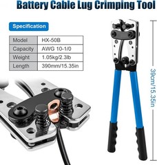 Battery Cable Lug Crimping Tool with Cable Cutter, 60pcs Copper Lugs & 80pcs Hea