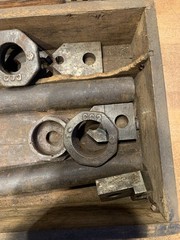 Antique Mark MFG Co Pipe Threader Kit-Original Wood Case-Chicago-Cast Iron Tool