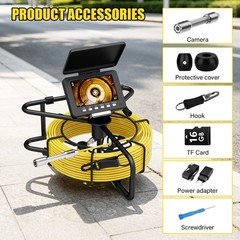 50M Sewer Pipe Inspection Camera 5&Prime; Monitor Drain Endoscope 18mm Video Camera