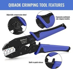 Ratcheting Wire Crimp Tool for Heat Shrink Connectors, AWG 22-10, Qibaok Black