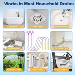 Drainsoon 35Inch Metal Drain Snake Hair Clog Remover, Reusable Sink Snake Dra&hellip;