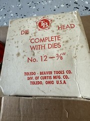 New Toledo #12 &ndash; 3/8&rdquo; Die Head, With Dies