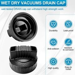 47922 Vac Drain Cap Compatible with Ridgid Shop Vacuum Cleaner, 1.97&rdquo; Black