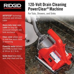 Lightweight 120V Drain Cleaning Kit with Inner Core Cable & Guide Hose &ndash; Red