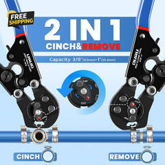 2 in 1 PEX Crimp Tool Ratchet Cinch Clamp Kit 3/8&Prime;-1&Prime; w/ Cutter & 35 Clamps