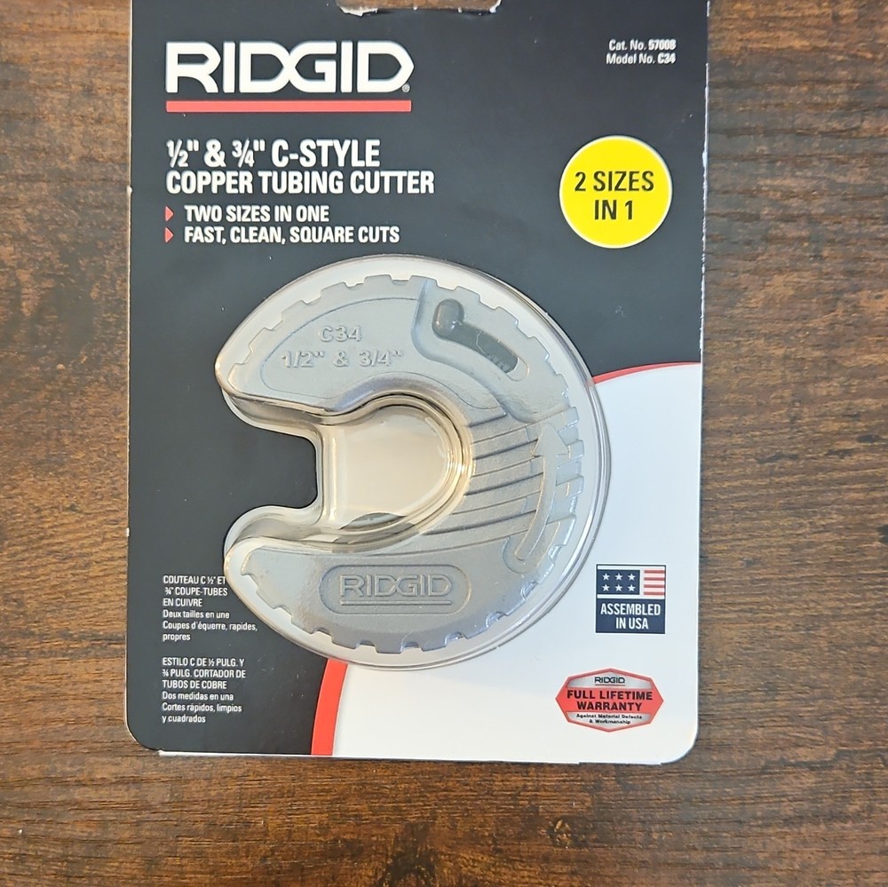 RIDGID C34 C-Style Copper Tubing Cutter 1/2 in-3/4 in, MPN 57008