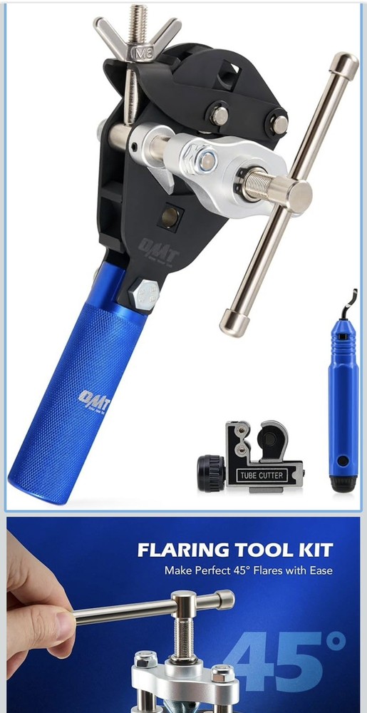 45&deg; Flaring Tool Kit, Single Flaring Tool for 1/8&Prime; &ndash; 3/4&Prime; Tubing, Professional