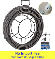 50FT x 1/2in Drain Cleaning Cable Sewer Auger Snake Solid Core Pipe Cleaner