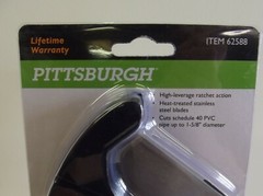Pittsburgh PVC Cutter 1 5/8&Prime; Ratcheting Finger Release Aluminum Frame Stainless