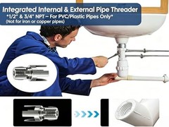 4-in-1 PVC Pipe Threader Kit for 1/2&Prime; & 3/4&Prime; Pipes, Electric Drill Compatible To