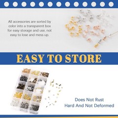 Glarks 1501Pcs 4 Styles 6 Colors Brass Tube Crimp Beads Crimp Bead Knot Cover Wi