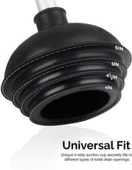NEIKO 60166A Toilet Plunger with Patented All-Angle Design, 1 Pack, Black