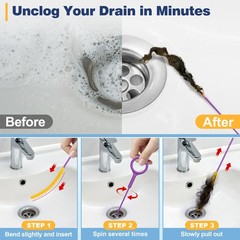 35Inch Metal Drain Snake Hair Clog Remover, Reusable Sink Snake Drain Hair Re&hellip;