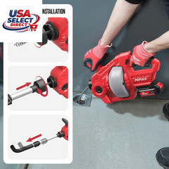 20V Cordless Electric Drain Snake 25Ft Cable with Battery & Charger