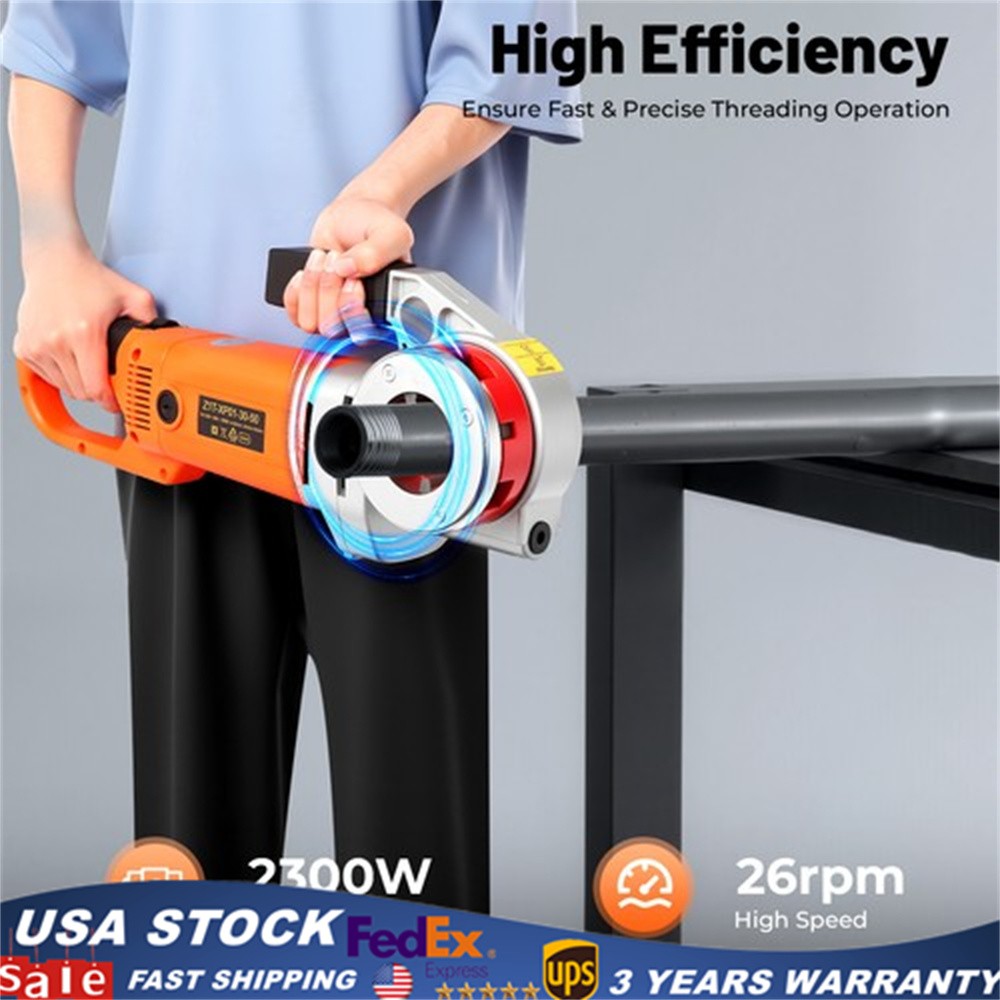 Handheld Electric Pipe Threader Threading Machine with 6 Dies，1/2&Prime; &ndash; 2 Inch