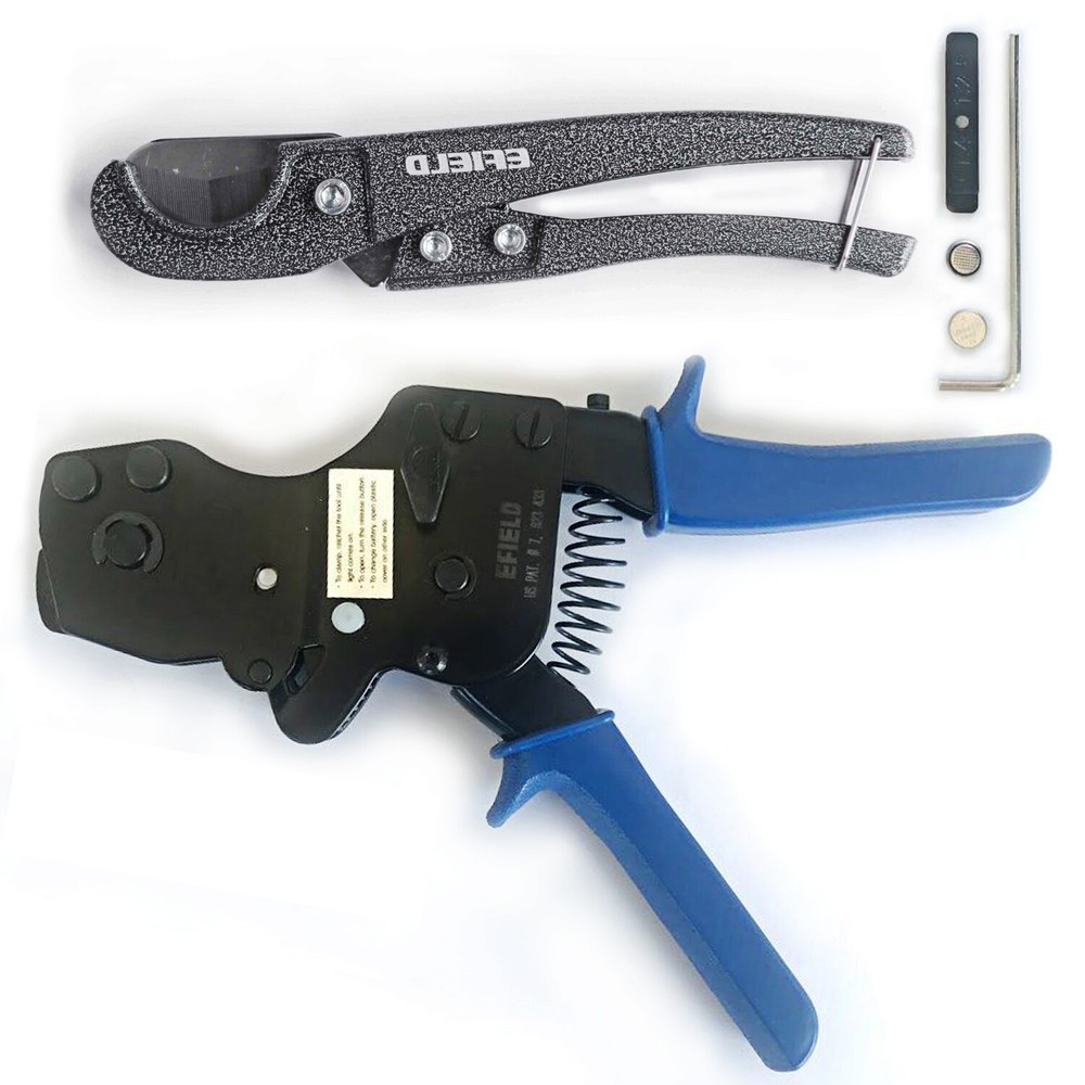EFIELD PEX One Hand Ratchet Cinch Clamp Crimp Tool 3/8&Prime;-1&Prime; with Pipe Cutter