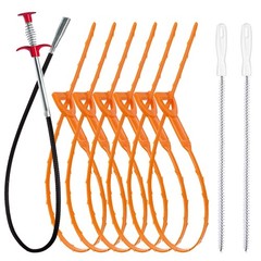 35.5inch Drain Clog Remover(1pcs), 25inch Snake &lrm;black Orange White