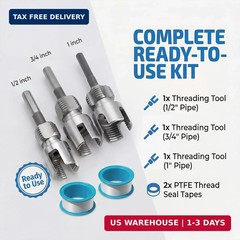 3Pcs Integrated Internal & External Pipe Threading Tool, Dual-Function Pipe