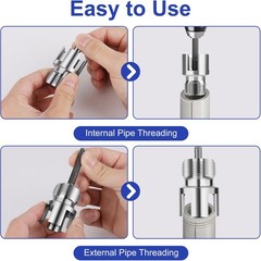 3PCS PVC Pipe Threader Kit Internal External Threading Tool 1/2 3/4 1 Inch