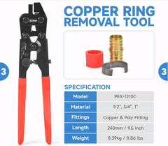 1807CN PEX Crimp Tool Kit w/Cutter & Ring Removal for 1/2&Prime; & 3/4&Prime; PEX