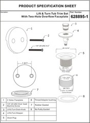 Matte Black Lift & Turn Tub Trim Set with 3 x 0.5 x 3 inches, Matt