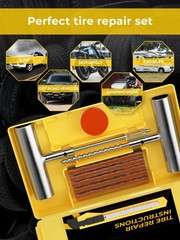 Flat Tire Repair Kit with Plugs for Car, Motorcycle, ATV, RV & Trailer