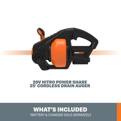Cordless Drain Auger 25 Ft Cable Automatic Retract Tool Only For Drains Toilets