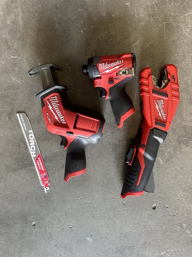 Milwaukee 2471-20 Copper Cutter, 3453-20 1/4&rdquo; Impact & 2520-20 Hackzall w/ Blade