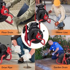 ✈️75Ft x1/2 Inch Drain Cleaner Machine Auto-feed Electric Drain Auger Profession