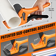 PINOZE PVC Pipe Cutter &ndash; 3 Inch Max Opening, 3&Prime; Orange