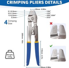 Wire Rope Crimping Tool, 1/16IN 66FT Stainless Steel Wire Rope Kit up to 2.2mm w