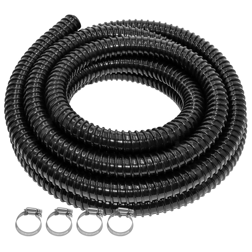 Pond Tubing 1&Prime; 20FT Length, Black Corrugated Flexible Reinforced PVC Hose for&hellip;
