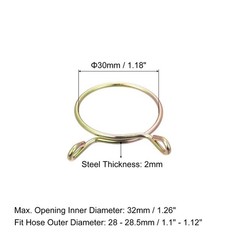Fuel Line Hose Clips, 20pcs 30mm 65Mn Steel Tubing Spring Clamps