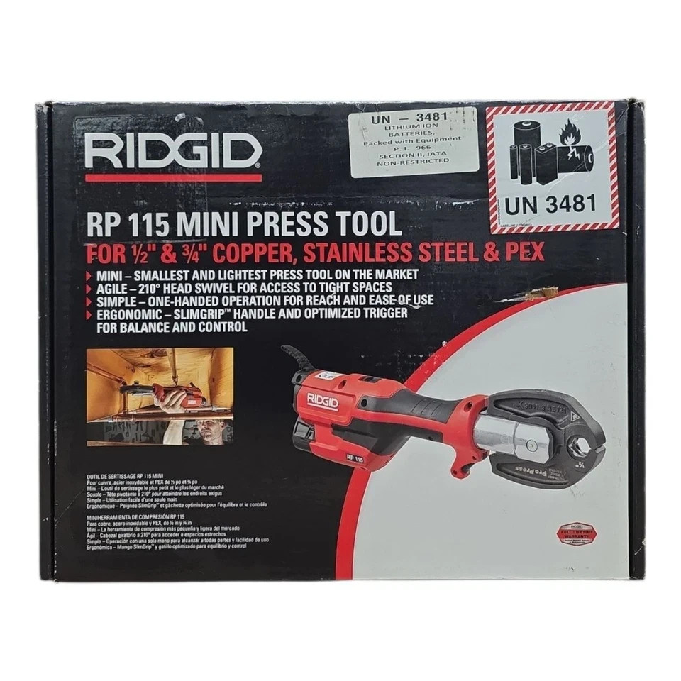 Ridgid RP 115 Mini Press Tool Kit for 1/2 in. -3/4 in. Copper/Stainless Fittings