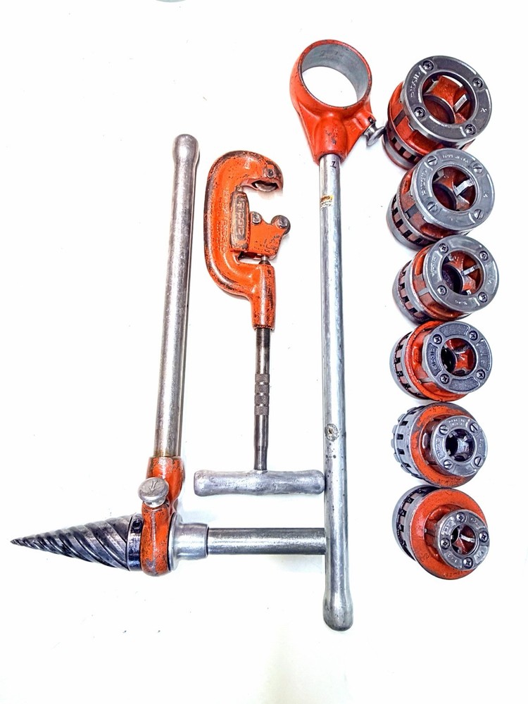Ridgid 12-R 1/2&Prime; to 2&Prime; Pipe Threader Set Die Heads Ratchet Cutter Reamer 12R #1