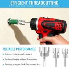 3PCS Integrated PVC Pipe Threader Tool 1/2&Prime; 3/4&Prime; 1&Prime; Dual-Function Internal Water