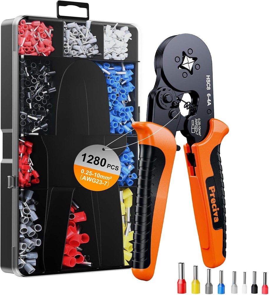 Self-Adjusting Ratchet Crimping Tool Set for Insulated Ferrules &ndash; 0.25-10mm&sup2;