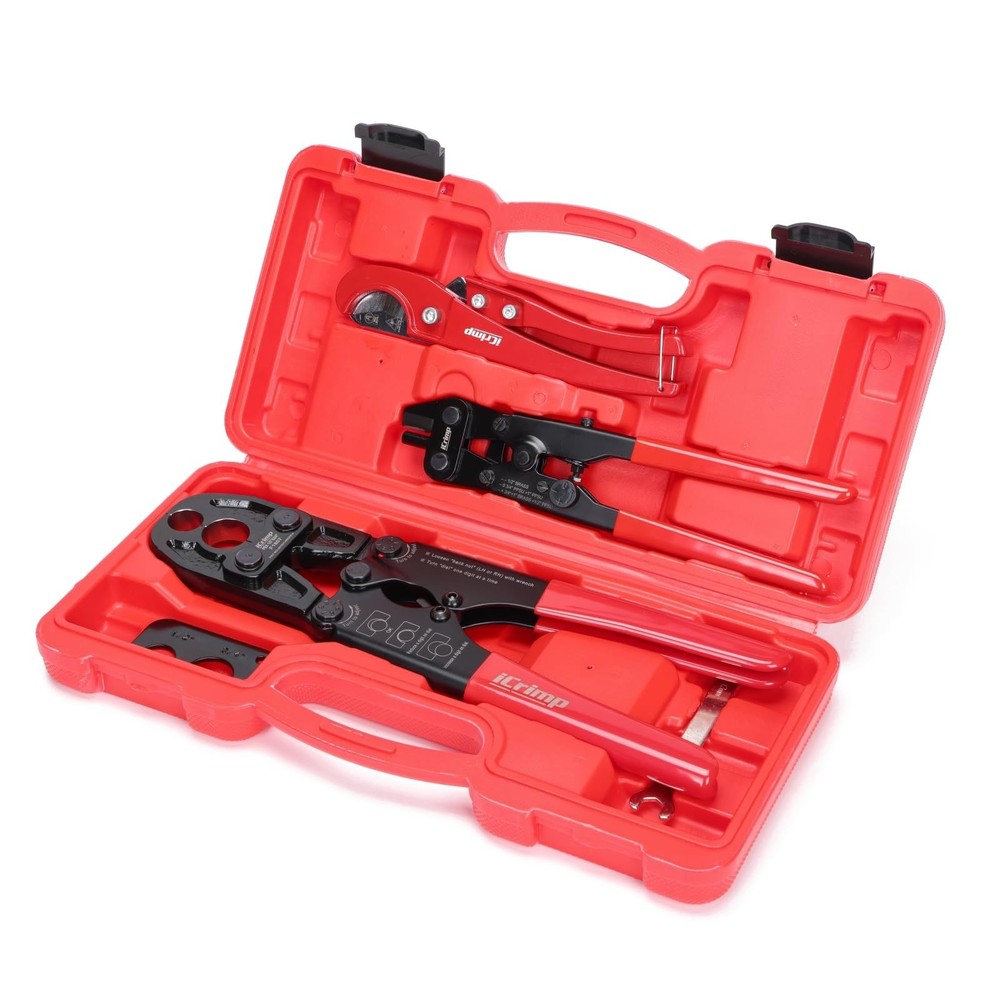 iCrimp PCKIT-1234PS PEX Crimping Tool Kit with PEX Tubing Cutter, PEX Crimper&hellip;