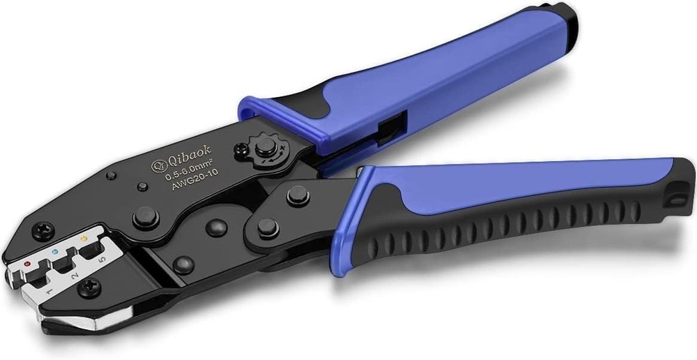 Ratcheting Wire Crimp Tool for Heat Shrink Connectors, AWG 22-10, Qibaok Black