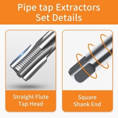 3-Piece NPT Pipe Tap Set, 3 Piece 1&Prime;, 1-1/4&Prime;, 1-1/2&Prime; Tap, Silver