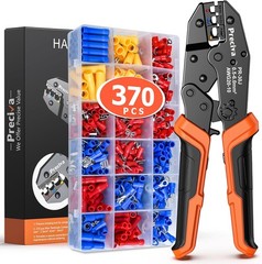 Insulated Ratcheting Crimper Tool Kit AWG20-10 with New Handle Design, 370PCS