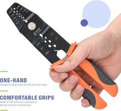 IWISS Ratcheting Open Barrel Crimper for JST, Molex, TE Pins AWG 30-14, Grey/Ora