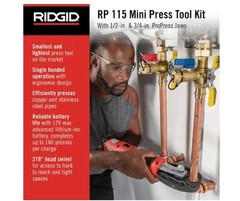 Ridgid RP 115 Mini Press Tool Kit for 1/2 in. -3/4 in. Copper/Stainless Fittings