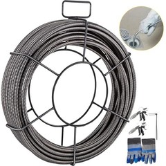 75ft Drain Cleaning Cable 3/8&Prime; Solid Core Sewer Auger Snake with 4 Cutters