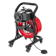Manual Feed Drain Auger 50FT x 1/2&Prime; for 2&Prime;-6&Prime; Pipes w/CW/CCW & Foot Switch